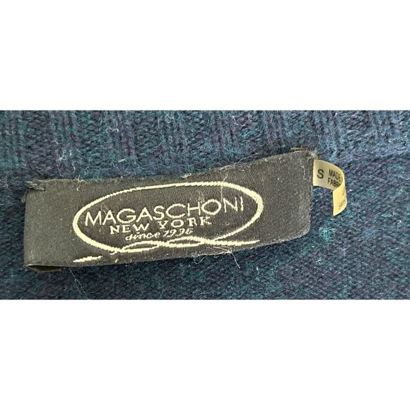 Magaschoni 100% Cashmere Oversized Cardigan Open Front Sweater Blue Ribbed Trim - Picture 5 of 7